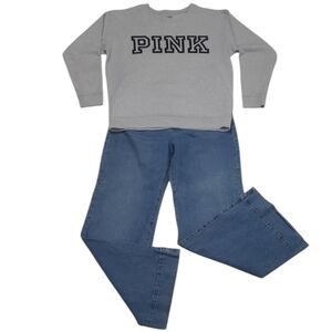 PINK Victoria's Secret Lightweight Sweatshirt Pullover VS Logo Graphics Y2K Top